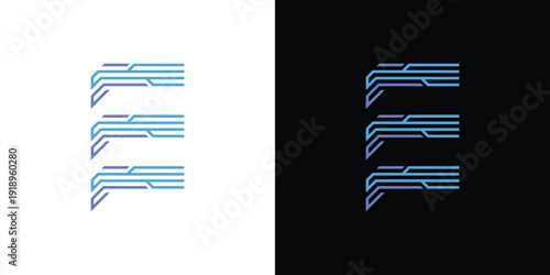 The letter 'E' logo is formed from digital circuit lines on a white or black background. It represents electronics, engineering, energy, efficiency, and the digital age.