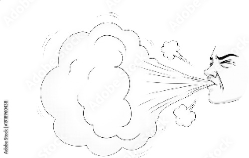 A cartoon face expressing anger with a large cloud of smoke coming out of its mouth