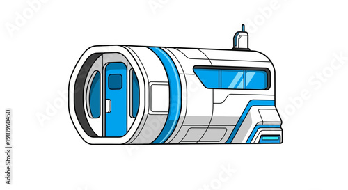 Futuristic space habitat module illustration on white background