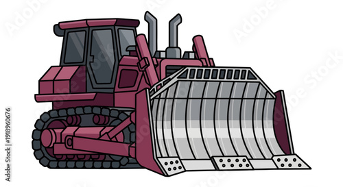 Illustration of a red bulldozer on a white background