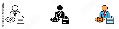 Document review icon vector. Business professional auditing symbol for financial inspection and oversight. Vector Illustration.