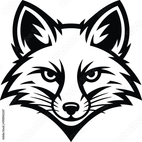 Fox head mascot logo silhouette, wild animal face predator vector illustration