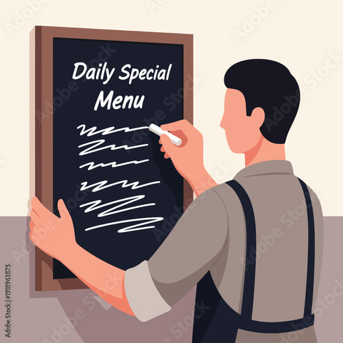 Exciting restaurant daily special menu being written in eye catching style