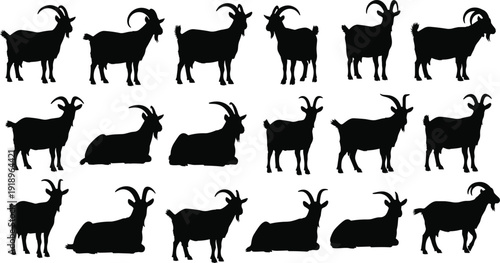 Farmers harvesting sugarcane and livestock silhouettes isolated on white background agriculture rural vector illustration set