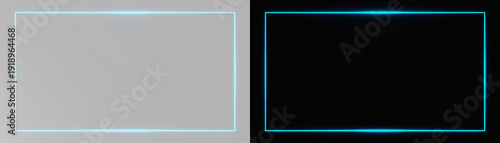 Εκτύπωση καμβά Blue Neon Frame – Bold Rectangular Border Design neon frame for games and videos