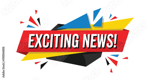 Exciting News Red and Yellow Banner Graphic Design Element