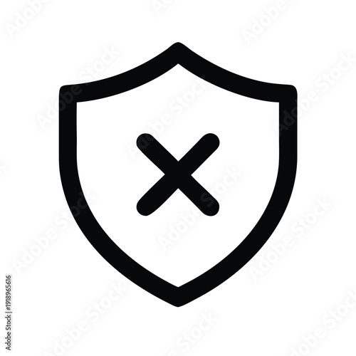  Shield with Cross Mark Rejected Protection Concept Vector Illustration