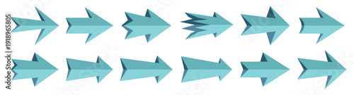  arrows set of blue arrows on white background