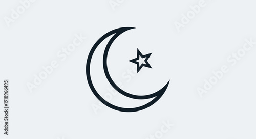 Crescent moon with star illustration symbolizing Ramadhan celebration vector graphic