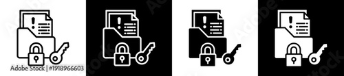 Confidential Data Icon Set In Black And White Filled Style Collection