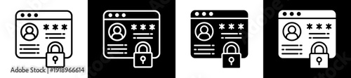 Access Authorization Icon Set In Black And White Filled Style Collection