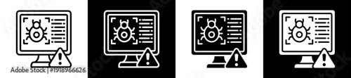 Computer Virus Icon Set In Black And White Filled Style Collection