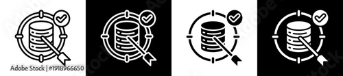 Data Targeting Icon Set In Black And White Filled Style Collection
