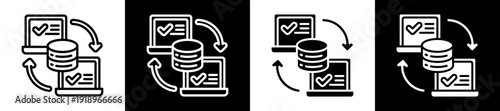 Data Portability Icon Set In Black And White Filled Style Collection