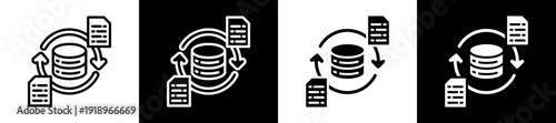 Data Retention Icon Set In Black And White Filled Style Collection