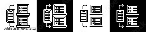 Data Sharing Icon Set In Black And White Filled Style Collection