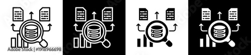 Data Classification Icon Set In Black And White Filled Style Collection