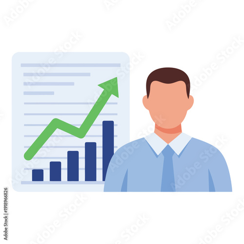 Business professional presenting positive financial growth report results