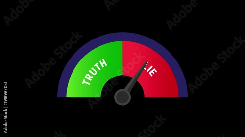 Truth and lie detector video animation. Polygraph scale video. Truth concept with black background, 4k video.