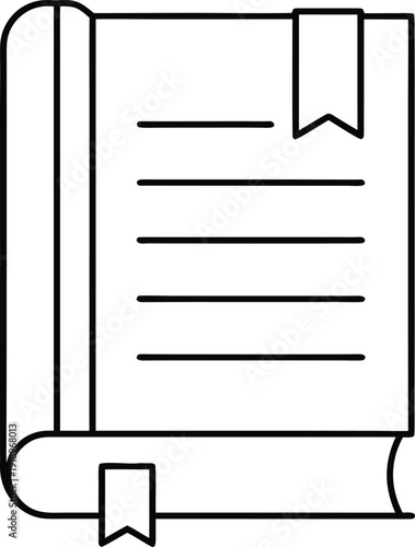 last book page line art vector illustration on transparent background