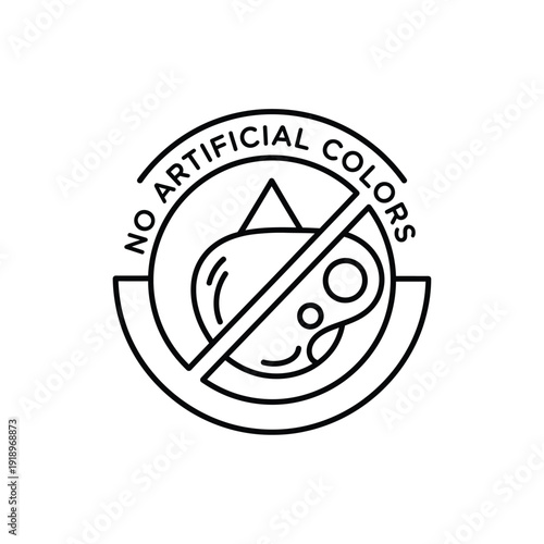 No artificial colors label with paint palette and drop symbol vector