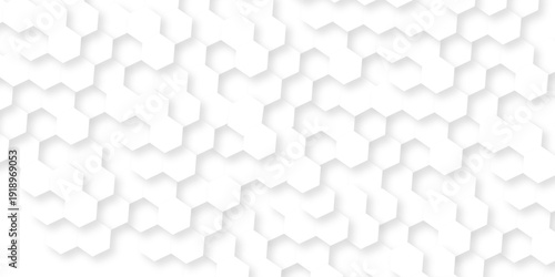 Abstract white hexagon grid presentation surface mosaic tiles. minimal tech bee website science element grid overlay. white hexagon futuristic technology geometric texture background.