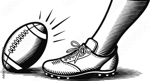 american football player kicking ball sport athlete leg in cleats preparing for punt or kick