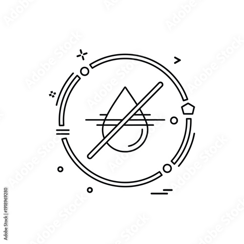 Water drop icon no water symbol for industrial use transparent background