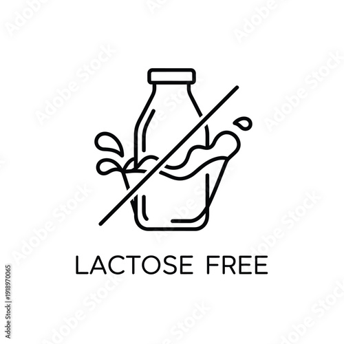 Lactose free milk bottle icon for dairy sensitivity and healthy diet preference