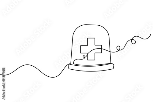 Emergency siren icon in a continuous one line drawing with minimalist style on white background