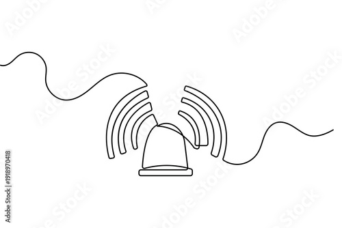 Emergency siren icon in a continuous one line drawing with minimalist style on white background
