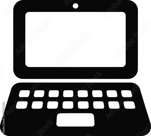Laptop computer icon, open notebook portable pc device solid vector illustration