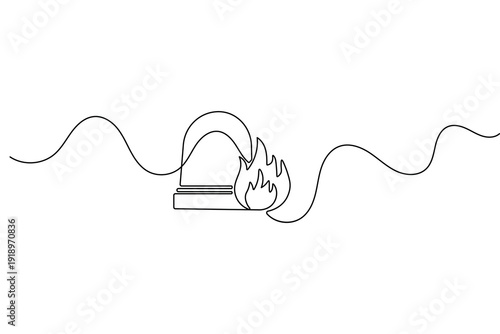 Emergency siren icon created with a single line drawing and minimalist outline vector illustration