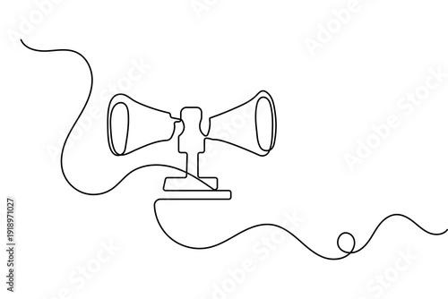 Emergency siren icon created with a single line drawing and minimalist outline vector illustration