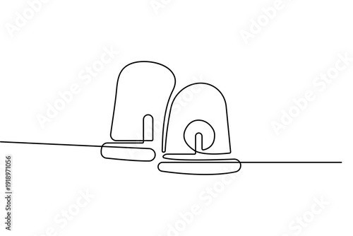 Emergency siren icon created with a single line drawing and minimalist outline vector illustration