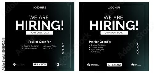 Hiring social media post layout set