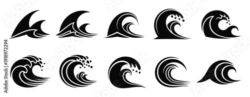 Collection of Black and White Wave and Symbols