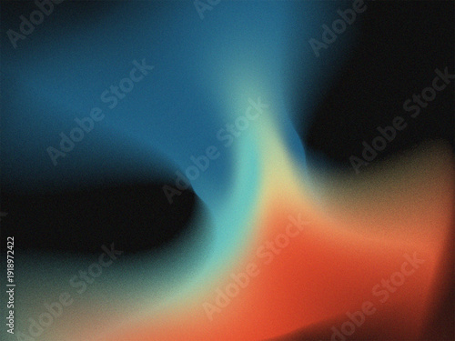 Abstract Grainy Gradient Background with Soft Blue and Orange Light Leak Waves