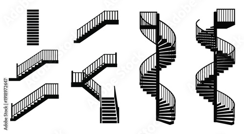 Collection of Black Silhouette Staircase