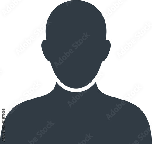 Black silhouette of a human head and shoulders representing individual user profiles personal accounts membership status and professional identity in software.