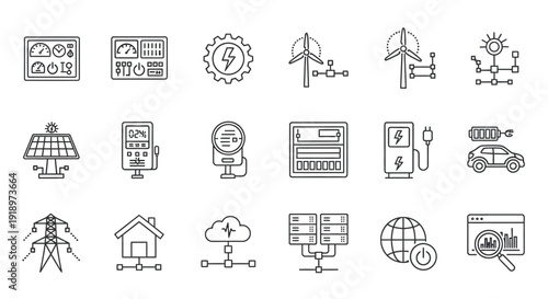 Energy and Smart Technology Line Icon Collection