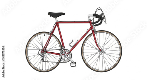 Red Bicycle Illustration Isolated White.
