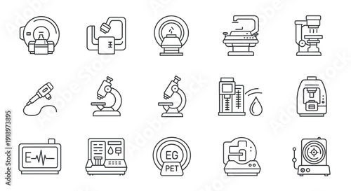 Science Laboratory and Research Line Icon Set