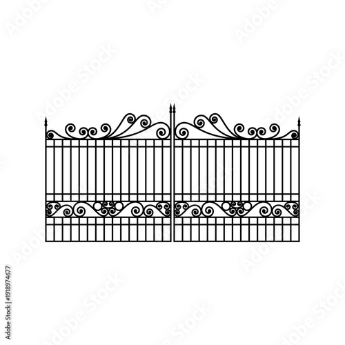 wrought iron railing on white background