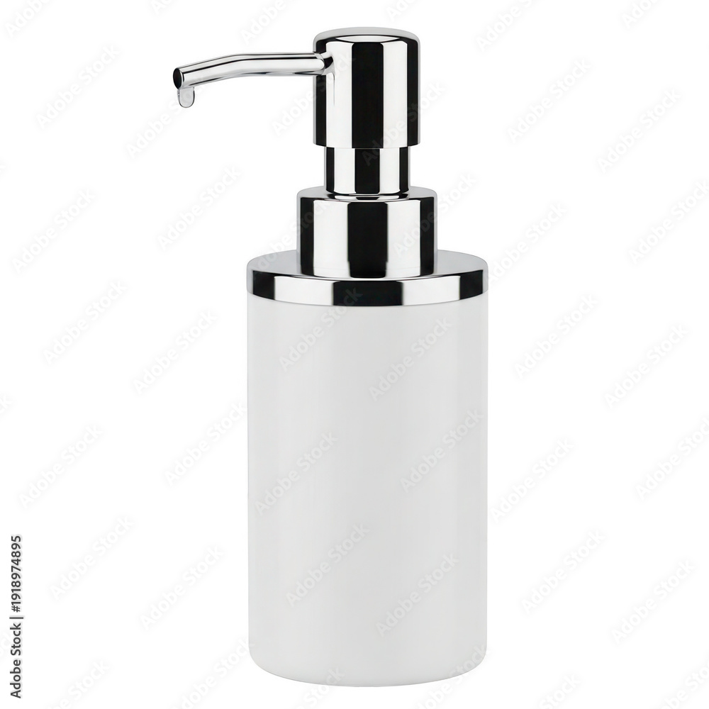 Obraz premium Minimalist Chrome Soap Dispenser with Pump Nozzle isolated on a transparent background