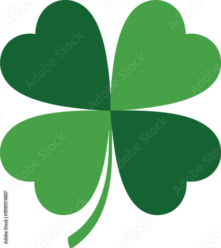 A green four leaf clover on a white background symbolizing good luck