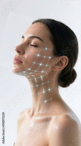 Obraz na płótnie Conceptual Face Lift Visualization with Digital Skin Analysis Interface