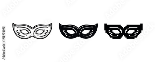 Vintage, modern, and pixel carnival mask designs