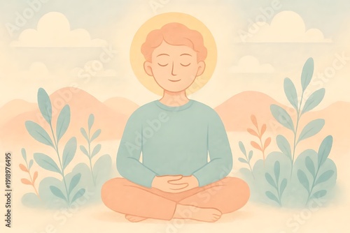 mental peace visualization, soft pastel palette