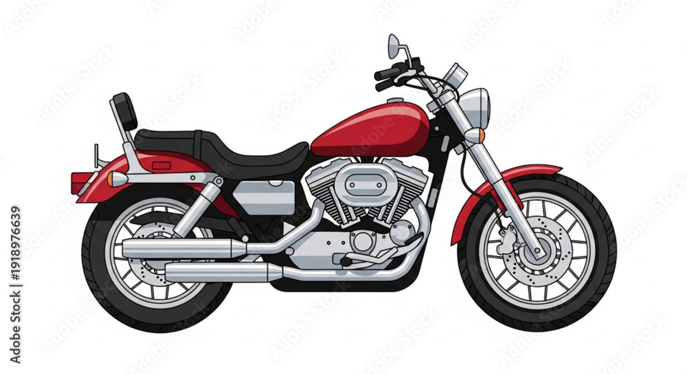 Fototapeta premium Red Motorcycle with Chrome Accents.